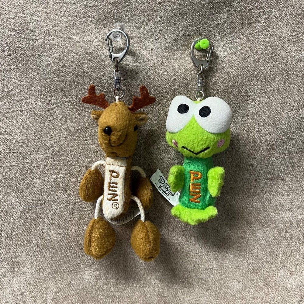 Plush Deer & Frog Pez Container Key Ring